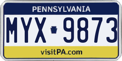 PA license plate MYX9873