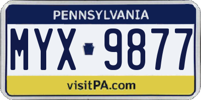 PA license plate MYX9877