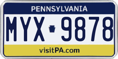 PA license plate MYX9878