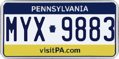 PA license plate MYX9883