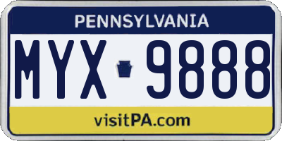 PA license plate MYX9888