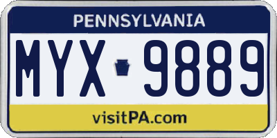 PA license plate MYX9889
