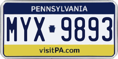 PA license plate MYX9893