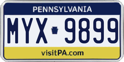 PA license plate MYX9899