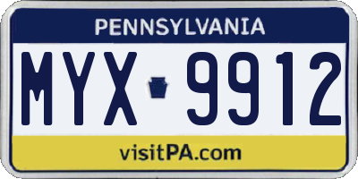 PA license plate MYX9912