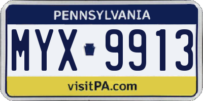 PA license plate MYX9913