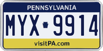 PA license plate MYX9914