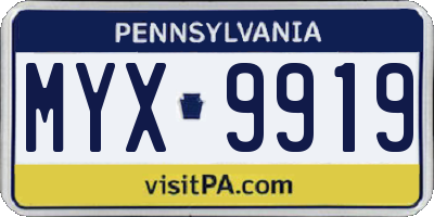 PA license plate MYX9919