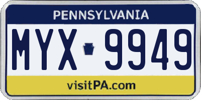 PA license plate MYX9949