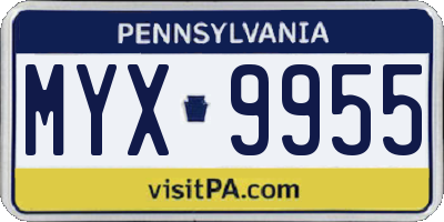 PA license plate MYX9955