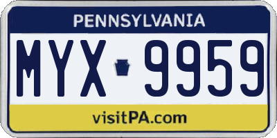 PA license plate MYX9959