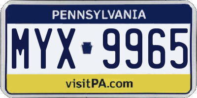 PA license plate MYX9965