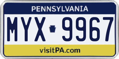 PA license plate MYX9967