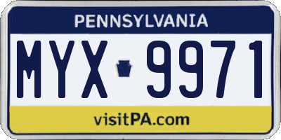 PA license plate MYX9971