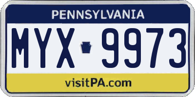 PA license plate MYX9973
