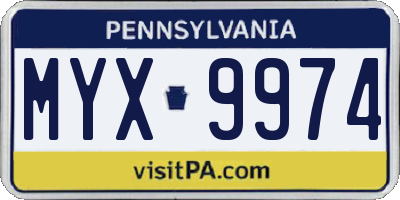 PA license plate MYX9974