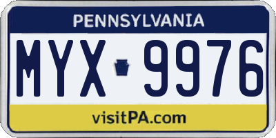 PA license plate MYX9976