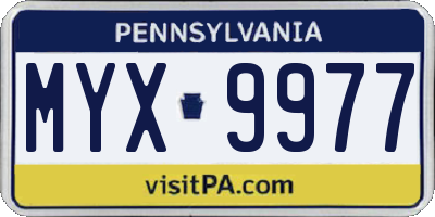 PA license plate MYX9977