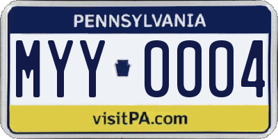 PA license plate MYY0004