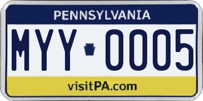 PA license plate MYY0005