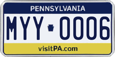 PA license plate MYY0006