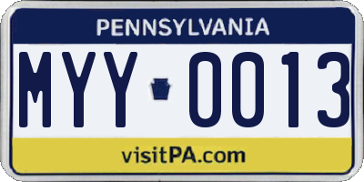 PA license plate MYY0013