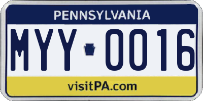 PA license plate MYY0016
