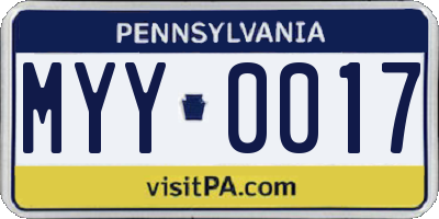 PA license plate MYY0017