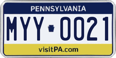 PA license plate MYY0021
