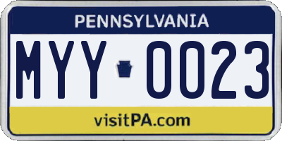 PA license plate MYY0023