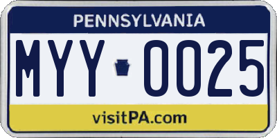 PA license plate MYY0025