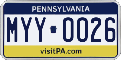 PA license plate MYY0026