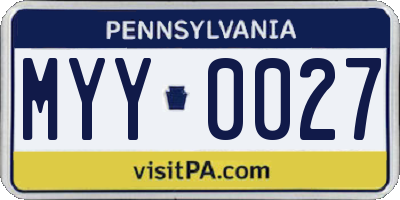 PA license plate MYY0027