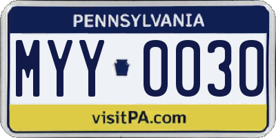 PA license plate MYY0030