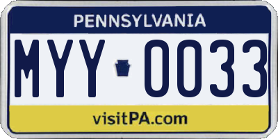PA license plate MYY0033