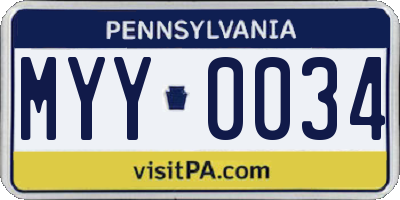 PA license plate MYY0034