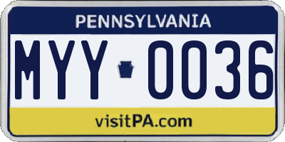 PA license plate MYY0036