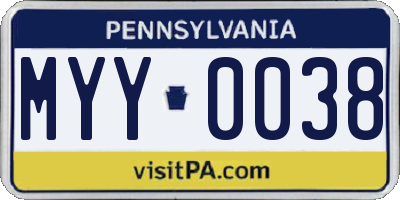 PA license plate MYY0038