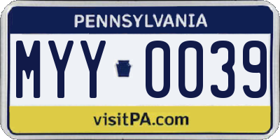 PA license plate MYY0039