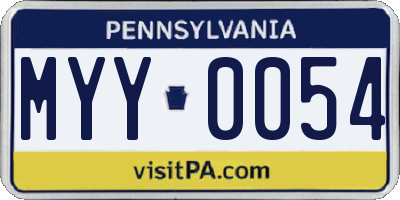 PA license plate MYY0054