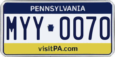 PA license plate MYY0070