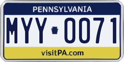 PA license plate MYY0071
