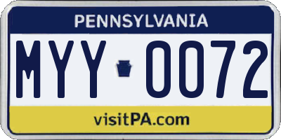 PA license plate MYY0072