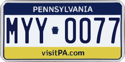 PA license plate MYY0077