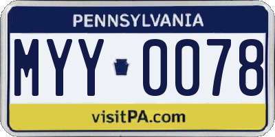 PA license plate MYY0078