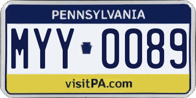 PA license plate MYY0089