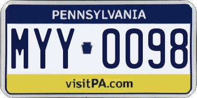 PA license plate MYY0098