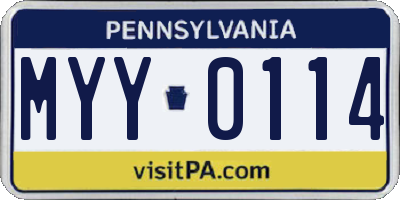 PA license plate MYY0114