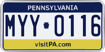 PA license plate MYY0116