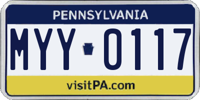 PA license plate MYY0117